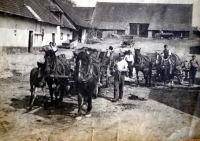 Dobová fotografie statku rodiny Hrdličkových.