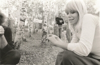 Wife Ludmila Sedlářová at the exhibition in Brníčko in 1983