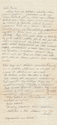 Examples of her correspondence with her mother, who was interned in the Svatobořice prison camp in Moravia