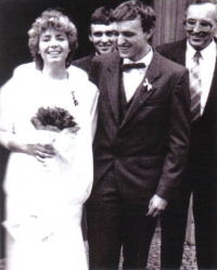 Wedding of the witness' son Tomáš and his fiancée Dáša. 8th October 1988.