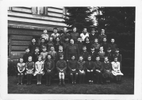 Jana Fajkošová at school, first row, third from the left