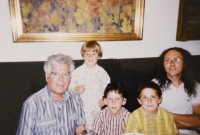 Vít Pelikán with children visiting Jiří Pelikán in Rome in 1990