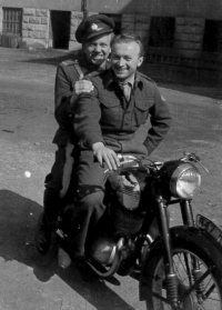 Jaroslav Tesařík with a friend during a motorcycle ride