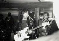 Našrot live in Prague on PPP or Prague Punk Steamer, unofficial concert, October 1988, Hraboš, photo: Lubor Kučera