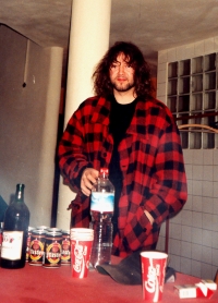 Hraboš, in the dressing room of the Akropolis Palace in Prague, March 1997, photo: Ladislav Krov