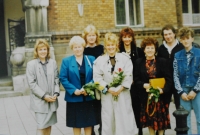 Štěpánka Jarůšková (second from the left) and brother Ervin Bodinek (next to her) visiting their brother Jan Bodinek (second from the right) in West Germany