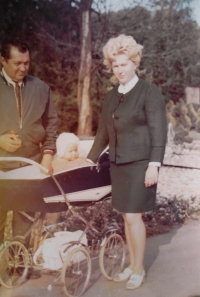 With her first husband Jan Hudáček and her youngest son