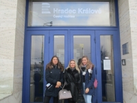 Pupils in front of the Czech Radio in Hradec Králové