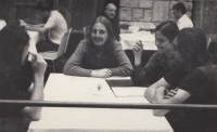 Forced departure for emigration. Right: Pavel Zajíček with his girlfriend, the witness in the middle, Prague, June 21, 1979