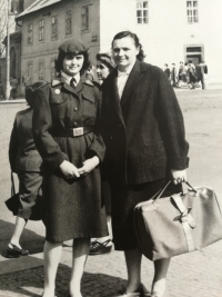 With her mother in Žamberk at the "receiving post"