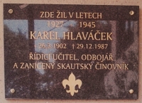 Memorial plaque in Veselá - father Karel Hlaváček