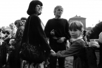 Ivana Plíhalová and her husband walking their daughter Markétka to her first day of school / 1991