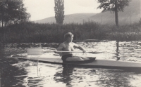 Olga Vetešníková in Prague-Podolí as a member of the KVT (Water Tourist Club)