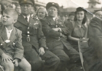 Josef Filler with his son Miroslav (left), aviation day at the Ruzyně airport in 1946