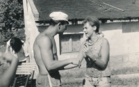 International building camp under the heading of International Voluntary Service, Mariánská near Jáchymov, late 1960s