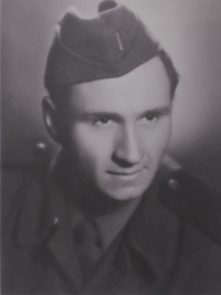 Josef Spáčil in military uniform of the PTP (Auxilliary Technical Batallions), 1951