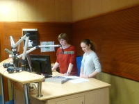 The students of the Jihlava grammar school during filming in the Czech Radio