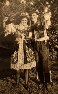 Václavské hody, Holubice 1955, pamětnice v kroji