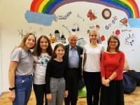 Pupils of Bohumil Hrabal Primary School with Mr. Mensdorff-Pouilly during the recording of his story within the Stories of Our Neighbours project.