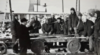 Construction of a blast furnace track in 1953