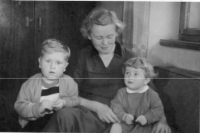 With children in 1957