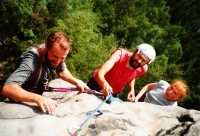 Otokar Simm (in the middle) while conquering a sandstone peak in Bohemian Switzerland