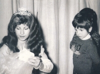 Dagmar at the St. Nicholas gift-giving at school, the 1970s