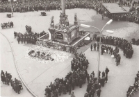 A male choir during the gathering in honor of Jan Palach and his demise, 25 January 1969, Brno 
