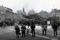 The demolition of the Church of the Fourteen Holy Helpers in Nýrsko, 26 January 1973