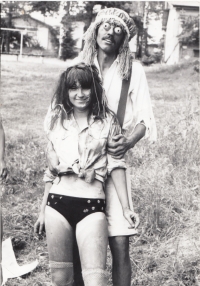 Alena Mašková and her husband Rudolf Mašek as leaders at the International Peace Camp, Seč, 1982