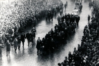 Funeral cortege following the Jan Palach´s coffin. Photo taken by Dalibor Gut