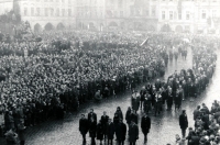 Old Town Square on January 25, 1969. Photo was taken by Dalibor Gut, from the scaffolding at the St. Nicolas Church