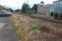 Tachauer Bahnhof (auf diesem Gleis warteten die Transportzüge)