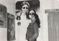 Ladislav Harant at the John Lennon poster in 1988
