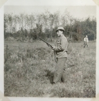 Witness - Ladislav Lampert with a rifle, historical photography.