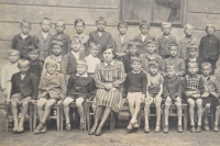 Photo from the first class - Bohuslav Jirásek in the middle row, third from the left (1943/44)