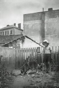 František Samec in the garden next to the house where he was born 

