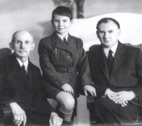 With his father and grandfather during World War II