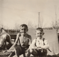 Jan Bures with his brother Vladimir at the cottage probably in 1947