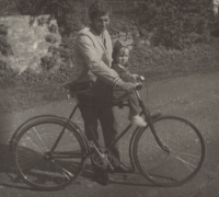 With his son, 1970s