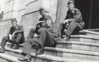 Military service in Kroměříž, a group from Žižkovy military quarters, 1965