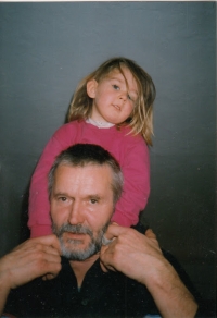 Her husband Jan Vítek with daugher Ema, 2000