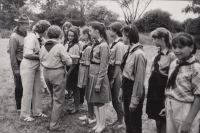 Scout oath in the Scout organizatio in Veselí, Na Jezeře in Veselí nad Moravou, 29 June 1990