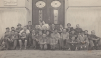 Driving school, Cyril Michalica top third from right, 1953