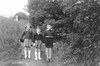 Josef Bauer (in the middle) with sister Jana and brother Petr in the 1950s