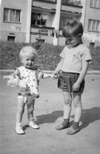 His children Adélka and Lubomír, 1970s