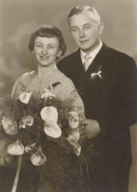 Marie Hladíková in her wedding photo with Karel Hladík in 1960