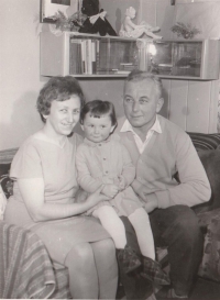 Marie Hladíková, Karel Hladík and their daughter Jitka around 1964