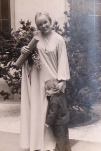 Daughter Rita at graduation with her son Filip, 1976