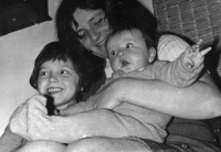 The first wife with both daughters, 1970s